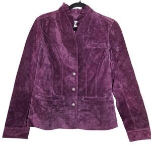 Coldwater Creek Suede Leather Jacket Plum Fitted Womens S